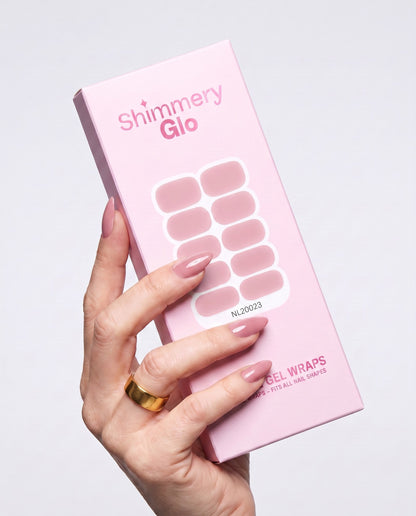 ShimmeryGlo UV free gel nail wraps in Ballet Rose, pack shot