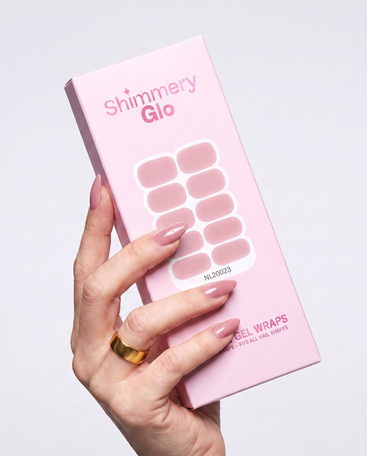 ShimmeryGlo UV free gel nail wraps in Ballet Rose, pack shot